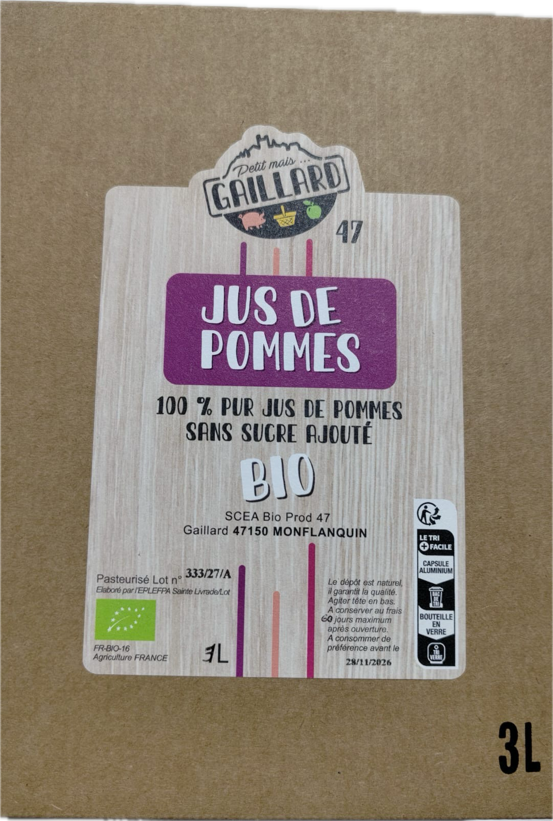 Jus de pommes 3L